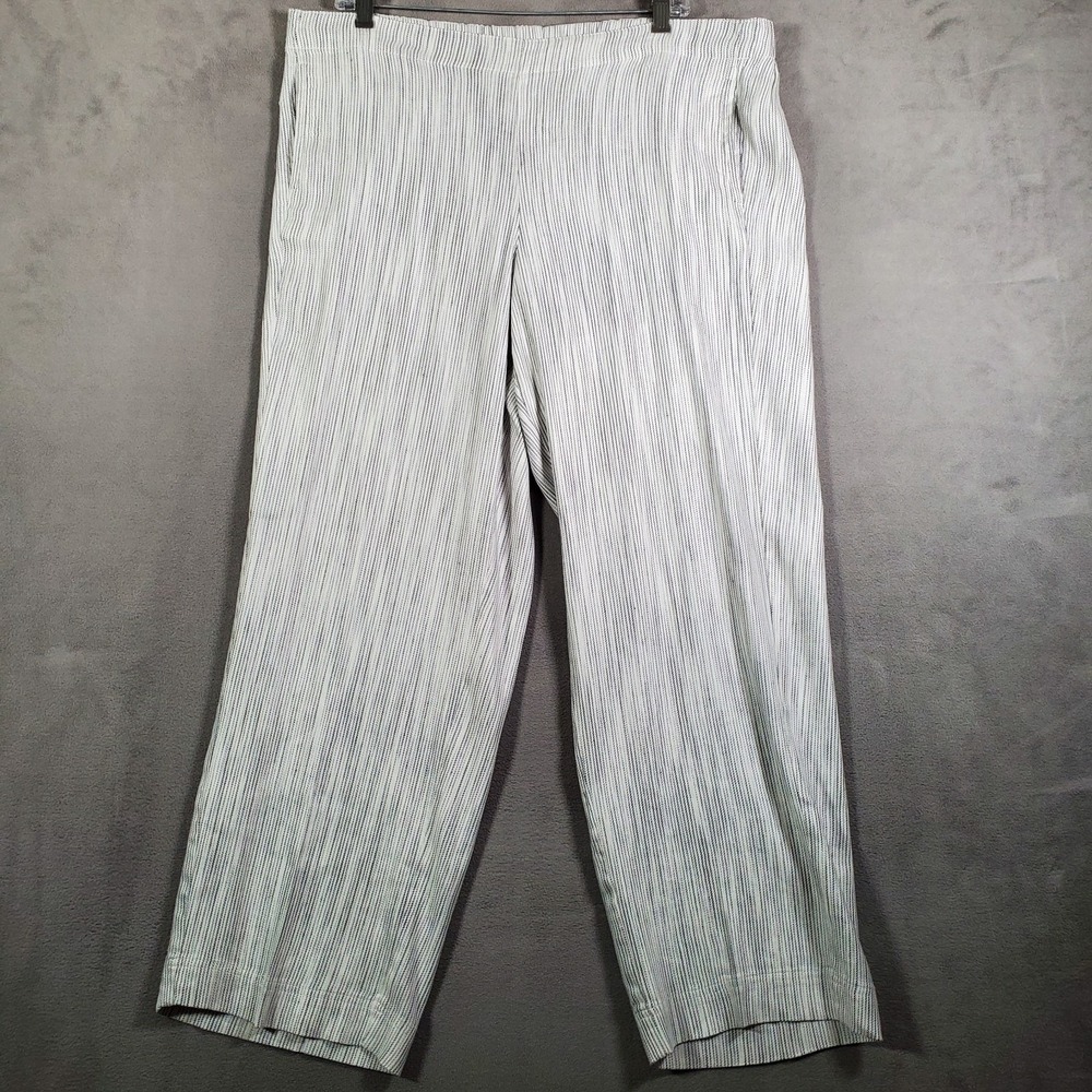 J. Jill Pants Womens 16P Gray Linen Stretch Pull On Minimal Classic Beach Casual